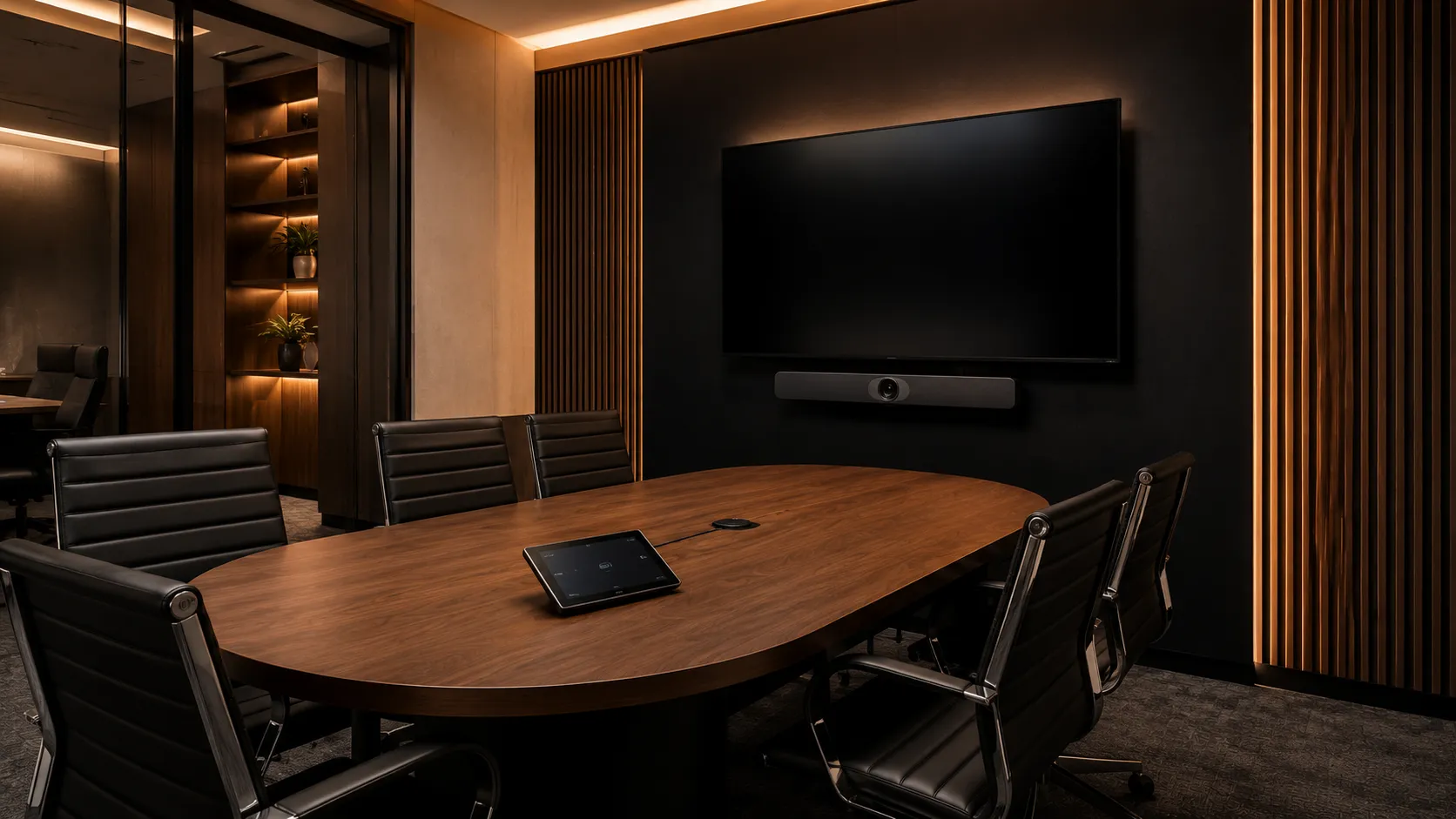 Small Meeting Room & Huddle Space Video Conferencing Australia 5 Modern Logitech video conferencing meeting room with Rally Bar collaboration system