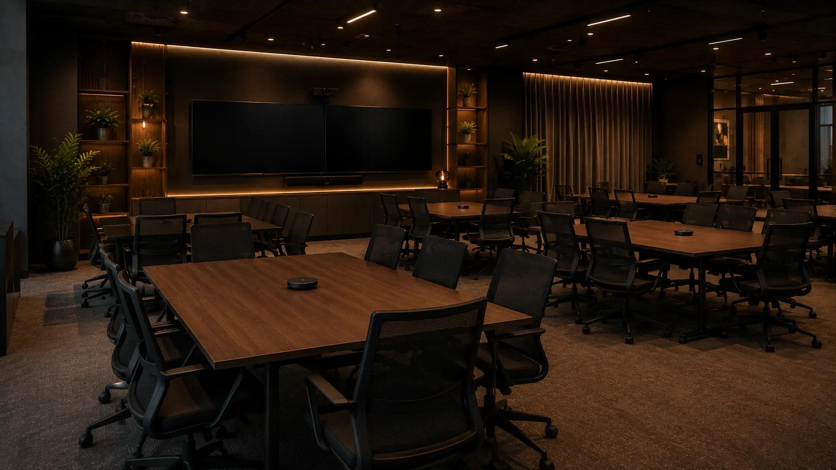Logitech Rally Bar & Video Conferencing Systems Australia 11 Training and collaboration space with video conferencing setup for 16 or more participants