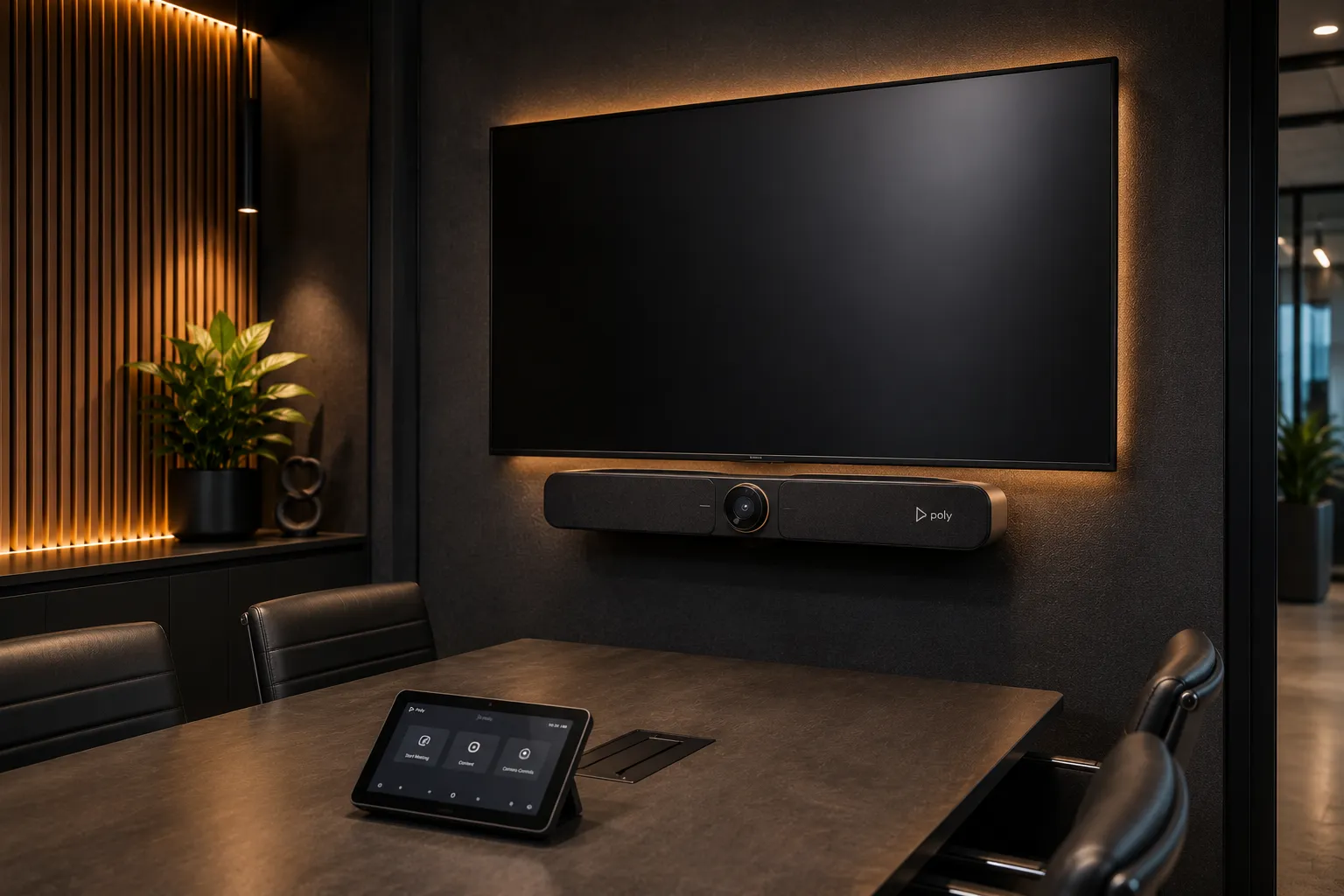 Small Meeting Room & Huddle Space Video Conferencing Australia 7 Premium Poly executive conferencing boardroom environment